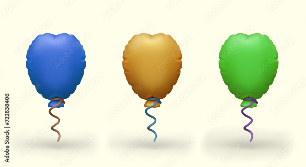 Naklejka premium Set of realistic balloons. Detailed image with reflections, shadows, texture