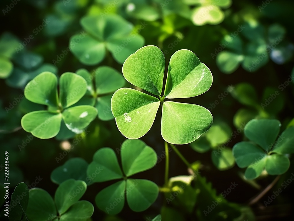 Green clover leaves with water drops closeup. Nature background. St.Patrick's day. Green clover leaves with water drops closeup. Nature background. St.Patrick's day.