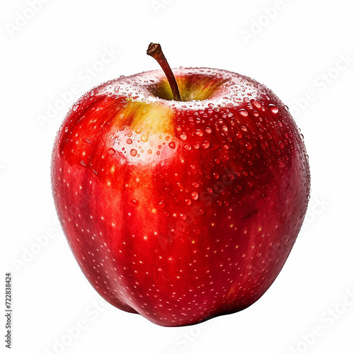 Red apple with water drops isolated on white background. Clipping path