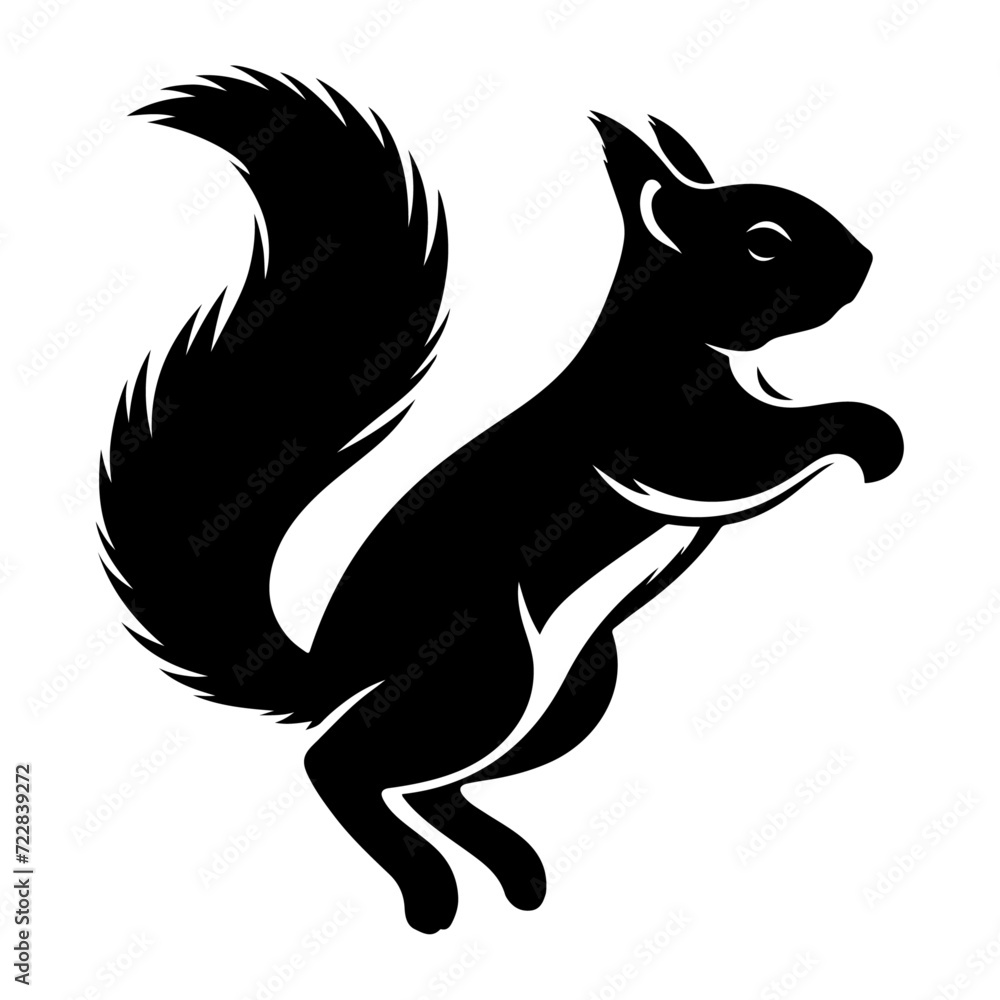 Fototapeta premium minimal squirrel vector silhouette, black color silhouette, white background