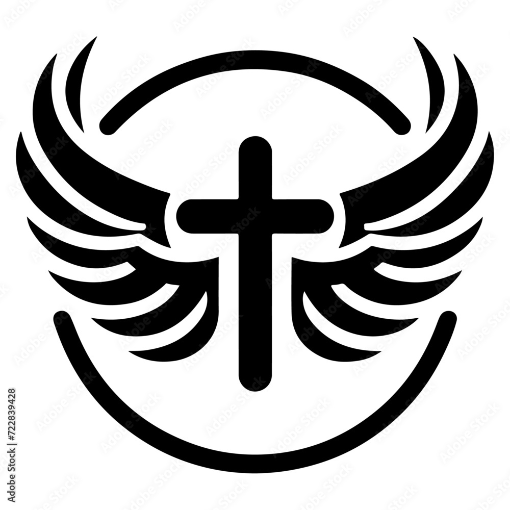 minimal Wing logo with cross star and symbol business template minimal Wing logo with cross star and symbol business template