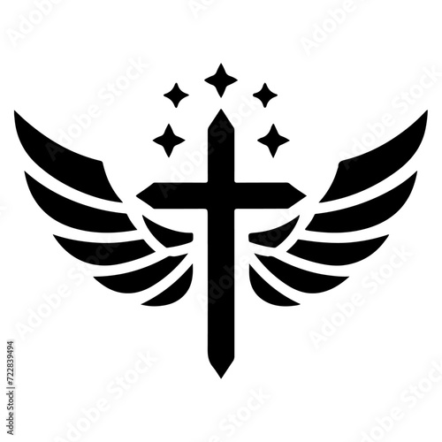 minimal Wing logo with cross star and symbol business template