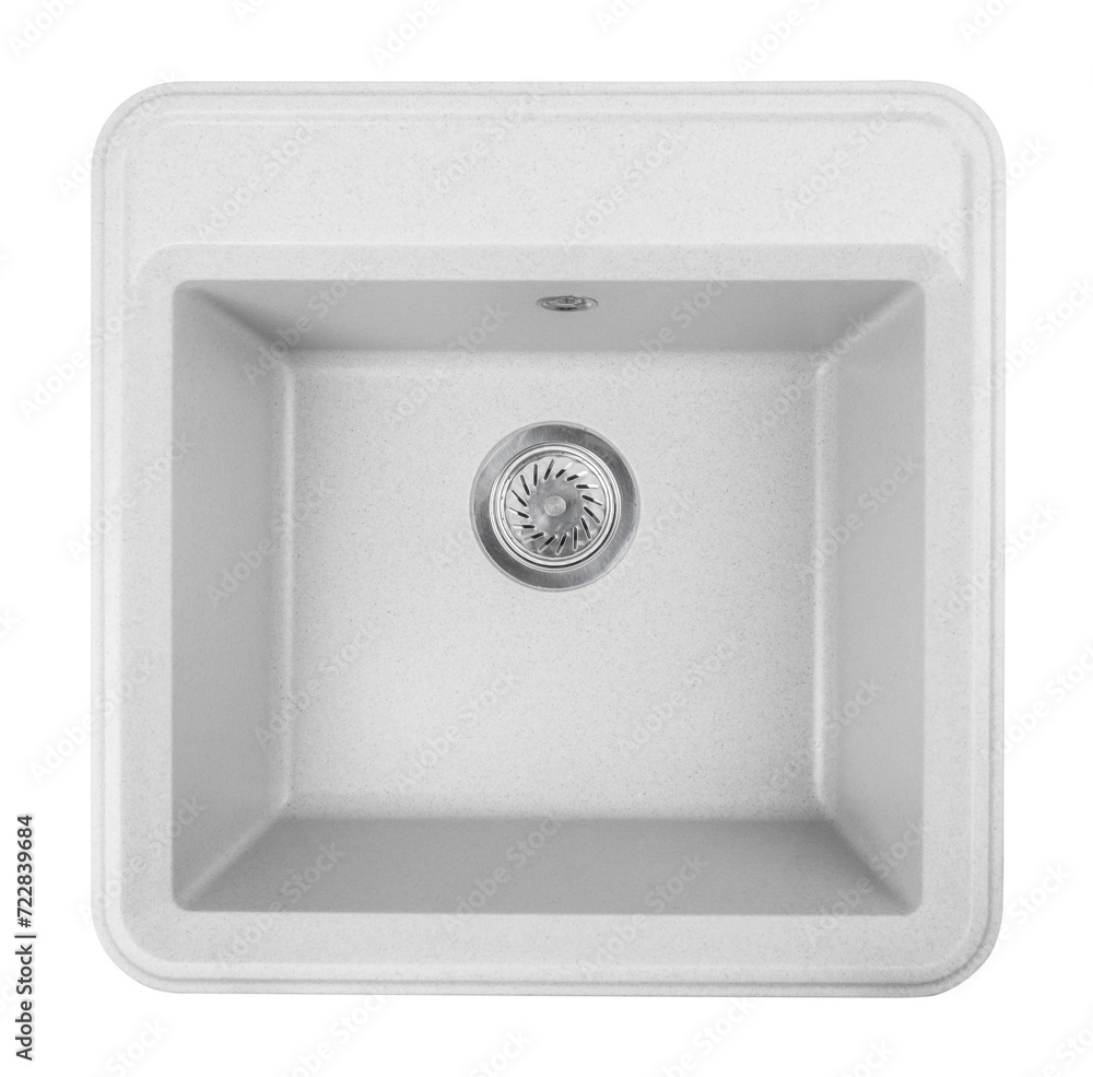 white stone kitchen sink isolated