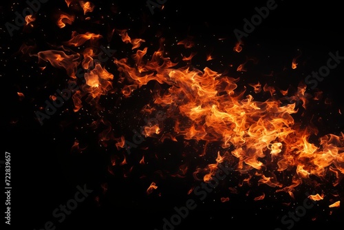 Sparks and embers flying up in the dark sky, creating a dazzling light effect on a black background