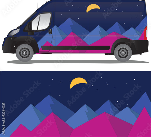 Car wrap decal vector illustration
