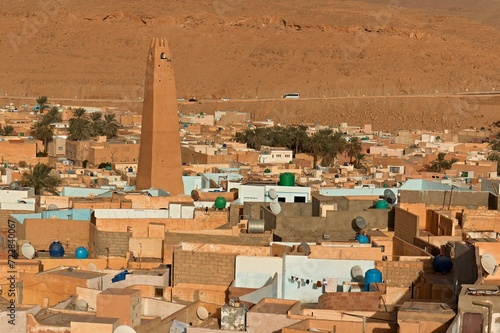 View of the town of Beni Isguen, near the town of Ghardaia. UNESCO World Heritage List. M'Zab Valley, Sahara Desert. Algeria. Africa. photo