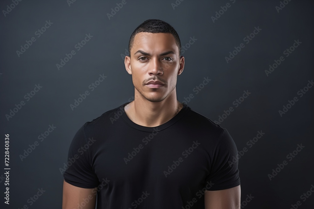Portrait of young african american man in black t-shirt Portrait of young african american man in black t-shirt