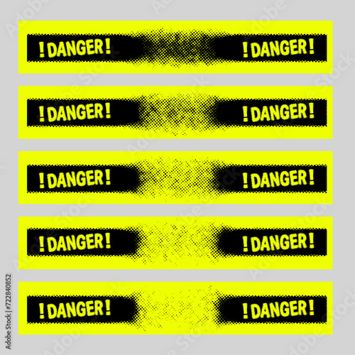 Monochrome Halftone Element. Abstract inscription "danger" with exclamation mark