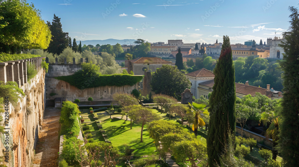 View over park Giardini dell rose and historic