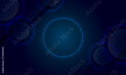 Neon round frame with shining effects on dark background.