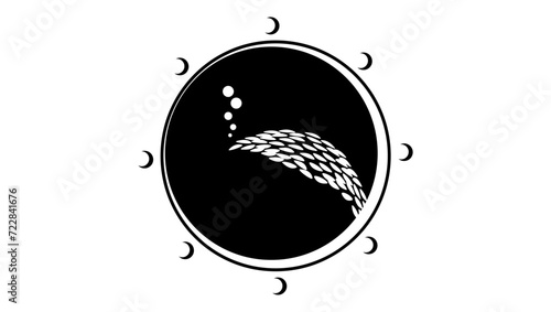Submarine window, black isolated silhouette