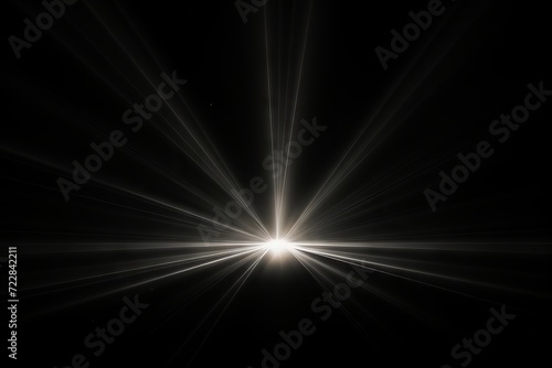 Glowing sunlight rays with lens flare effect on black background