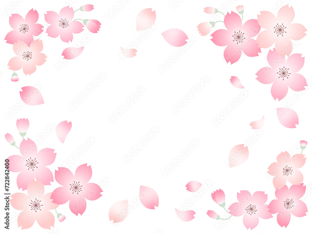 3色の桜の花の素材