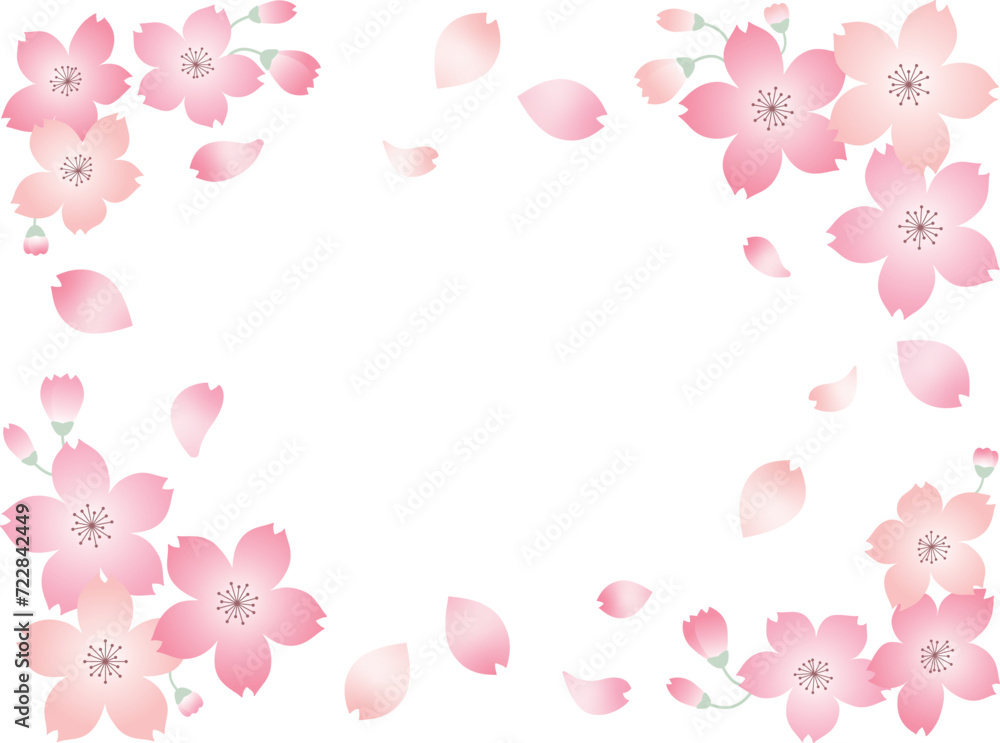 3色の桜の花の素材
