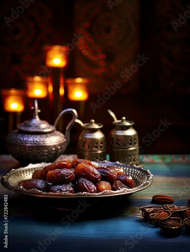 The muslim feast of the holy month of ramadan kareem beautiful background, copy space - generative ai