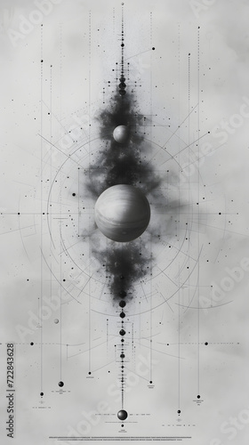 abstract black and white technical art