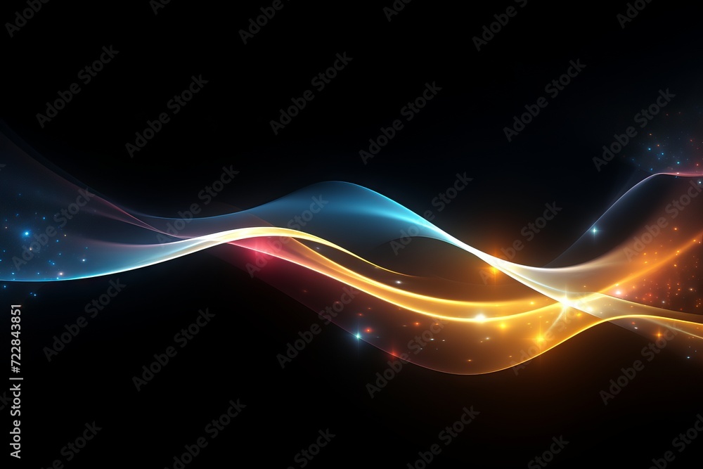 Naklejka premium Abstract background of glowing light trails on a dark backdrop