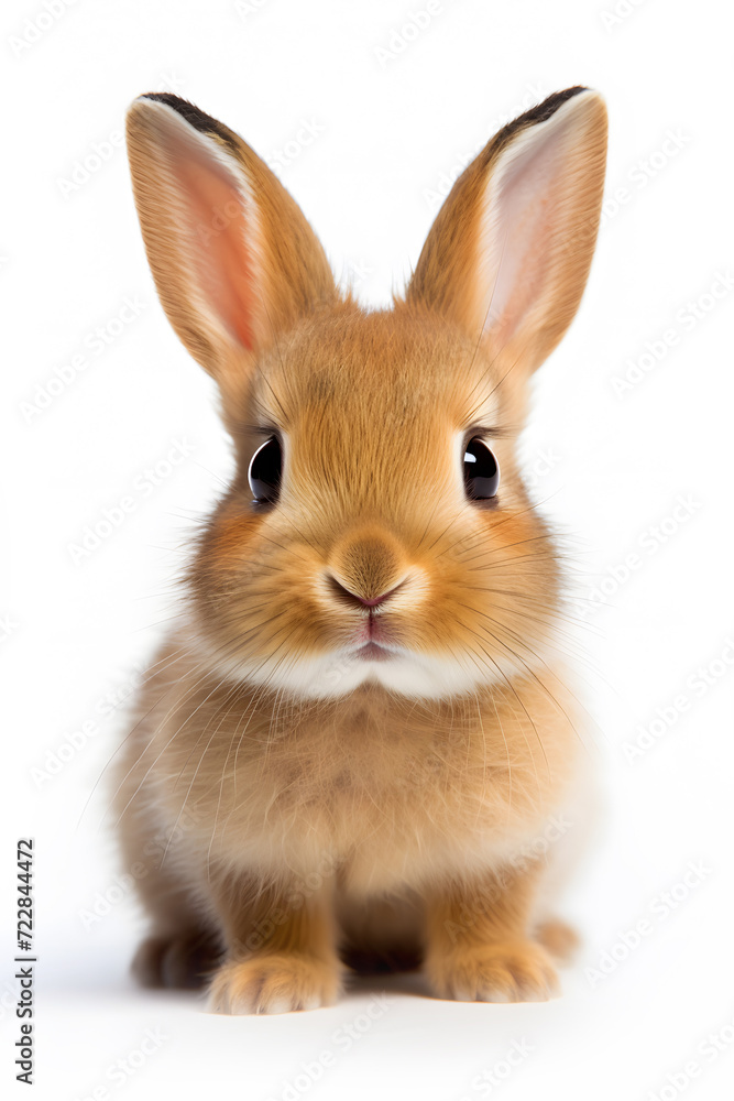 Funny bunny or baby rabbit for Easter Day isolated on white background