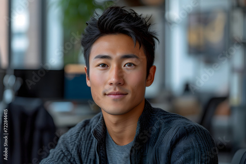 Confident young businessman in office setting