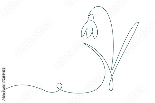 one continuous line drawing of snowdrop flower