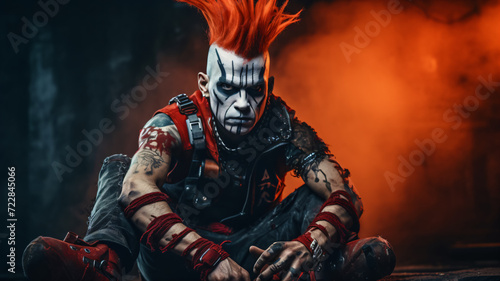 evil retro punk with mohawk hairstyle