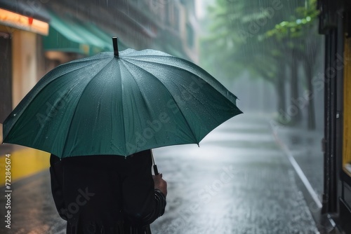 Holding umbrella. black umbrella during daytime Man in Rain with umbrella.