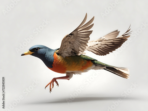 Flying bird with open wings on a white background photo