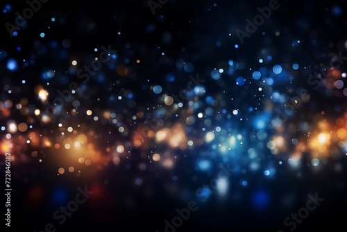 Bokeh light effects on black background - abstract glowing circles and stars