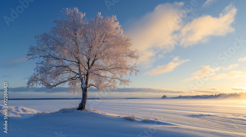 Winter landscape with tree Hatta Enontekioe