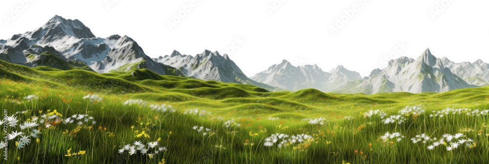 Alpine meadow, cut out - stock png. - obrazy, fototapety, plakaty 