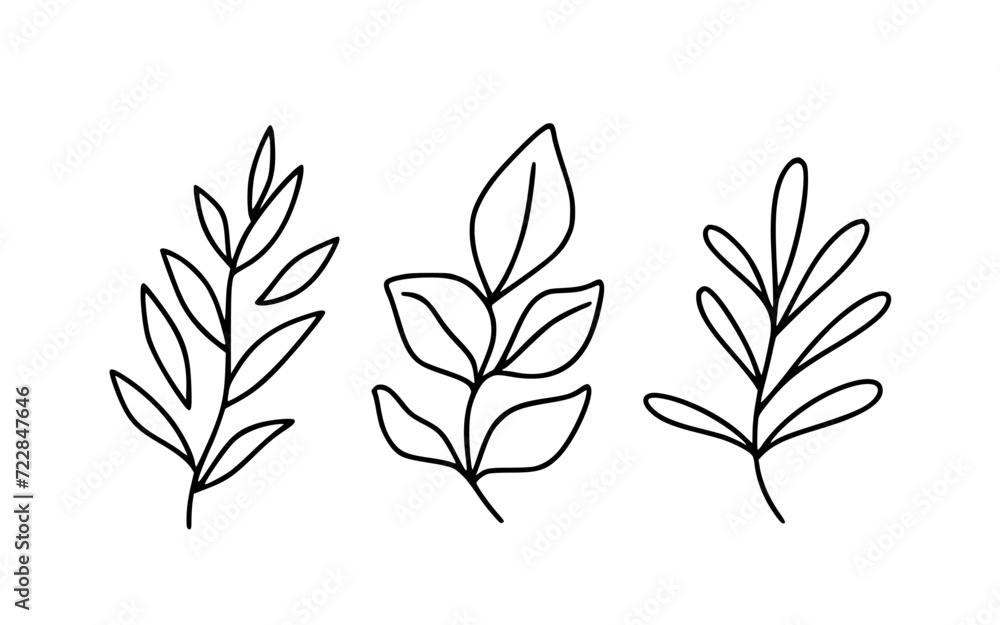 Fototapeta premium Leaves vector clipart. Spring illustration.