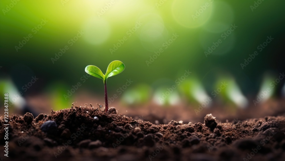Young green plant grow in the land with sun light bokeh background. Fresh nature background concept. Young green plant grow in the land with sun light bokeh background. Fresh nature background concept.