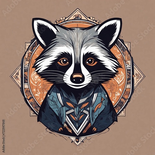 Cute Raccoon Cartoon Vector Icon Illustration. Animal Nature Icon Concept Isolated Premium Vector. Flat Cartoon Style