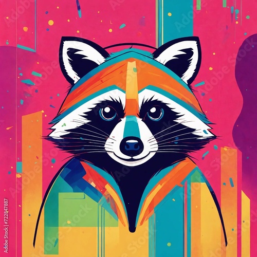 Cute Raccoon Cartoon Vector Icon Illustration. Animal Nature Icon Concept Isolated Premium Vector. Flat Cartoon Style