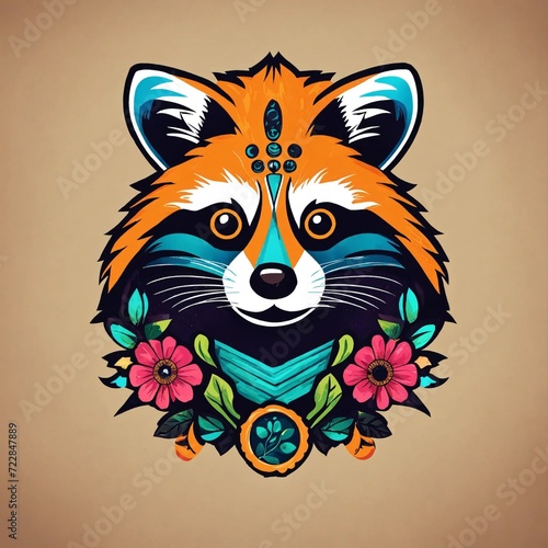 Cute Raccoon Cartoon Vector Icon Illustration. Animal Nature Icon Concept Isolated Premium Vector. Flat Cartoon Style