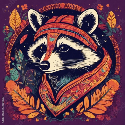Cute Raccoon Cartoon Vector Icon Illustration. Animal Nature Icon Concept Isolated Premium Vector. Flat Cartoon Style
