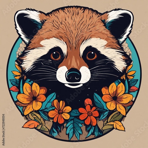 Cute Raccoon Cartoon Vector Icon Illustration. Animal Nature Icon Concept Isolated Premium Vector. Flat Cartoon Style