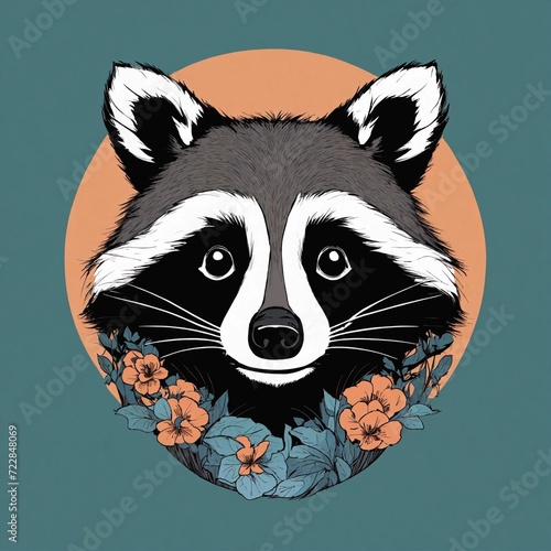 Cute Raccoon Cartoon Vector Icon Illustration. Animal Nature Icon Concept Isolated Premium Vector. Flat Cartoon Style