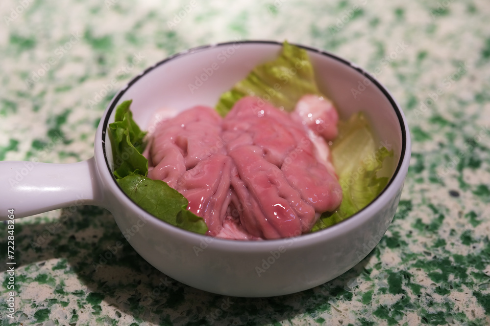 Pig's Brain. Raw food ingredient Pig's Brain. Raw food ingredient