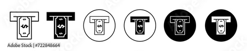 atm cash vector icon set collection. atm cash Outline flat Icon.