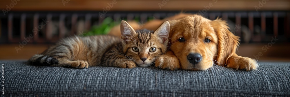 Cat Dog Abyssinian Kitten Golden Retriever, Desktop Wallpaper ...