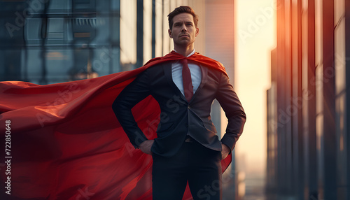 portrait of businessman in red cape