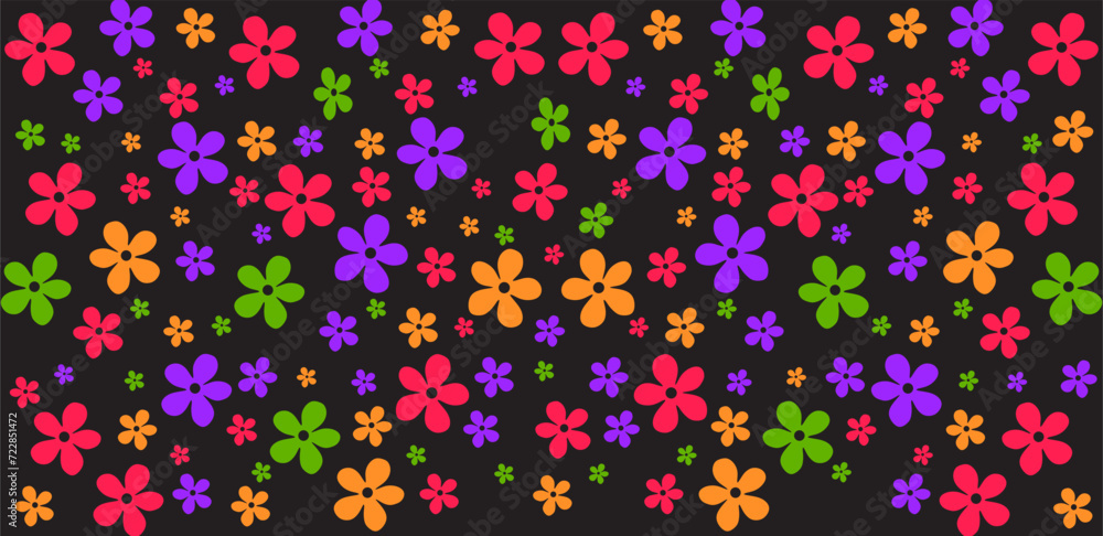 Seamless abstract pattern with flowers. Vector illustration.