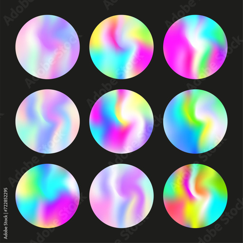 Holographic abstract backgrounds set. Gradient hologram.