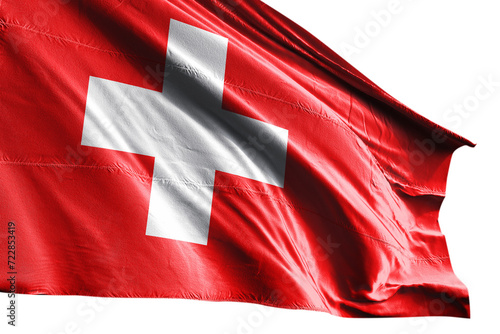 Swiss flag on transparent background. PNG.