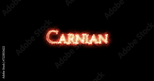 Carnian, stage of the Upper Triassic, written with fire. Loop