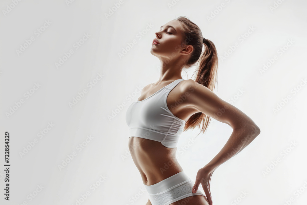 Fototapeta premium Fitness woman. Athletic girl on the white background