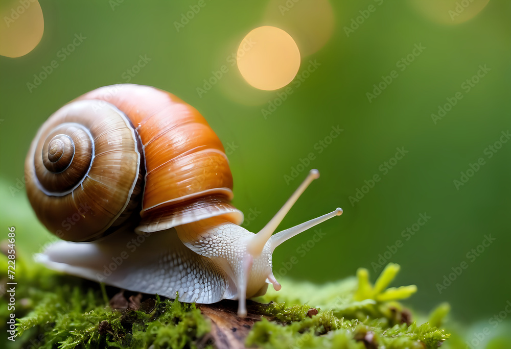 close-up of a clam walking in a lush forest close-up of a clam walking in a lush forest