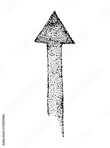 A straight line pointing up, vector illustration in doodle style and sketch technique, dotwork, tattoo, sticker for design and decoration, black dots on a white background