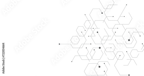 Technology black hexagon diagram concept. High-tech hexagon geometric connection system.Vector abstract technology on a white background.	
